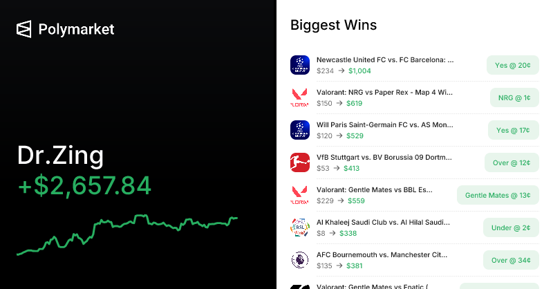 Dr.Zing Polymarket profile live screenshot